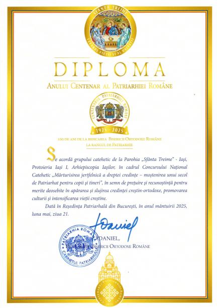 „Bucuria mărturisirii credinței. Centenarul Patriarhiei Române în aniversarea copiilor și tinerilor” „Bucuria mărturisirii credinței. Centenarul Patriarhiei Române în aniversarea copiilor și tinerilor”